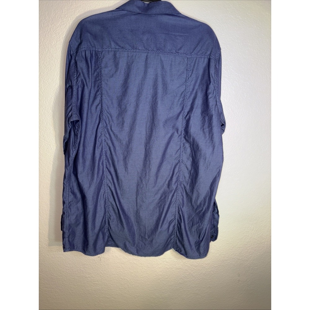 Men's Button Down Shirts XL, Rock Republic, Long Sleeve Cotton Blue Roll Tab - Picture 3 of 8